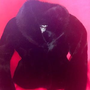 Black faux fur jacket